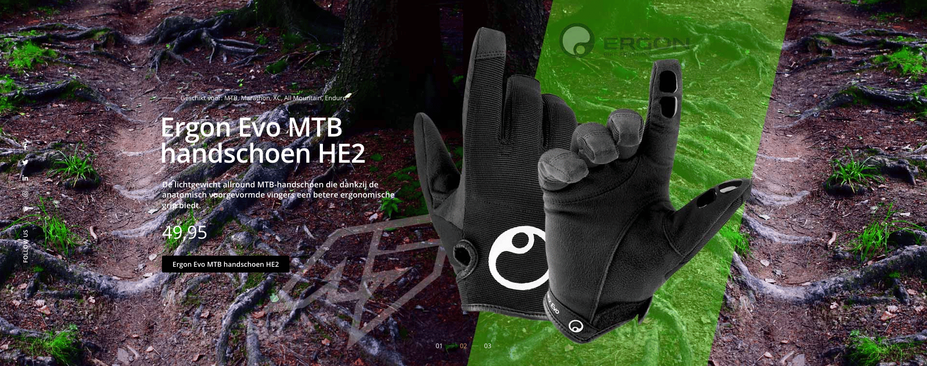 TVH Design promotionele webbanner ontwerp Ergon mtb handschoenen voor A5Sport