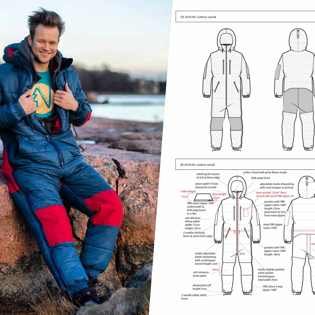 Fashion design agency TVH Design realized the design of a new Outdoor overall incl. fashion tech pack, size chart and production files for Nooksio Outdoor