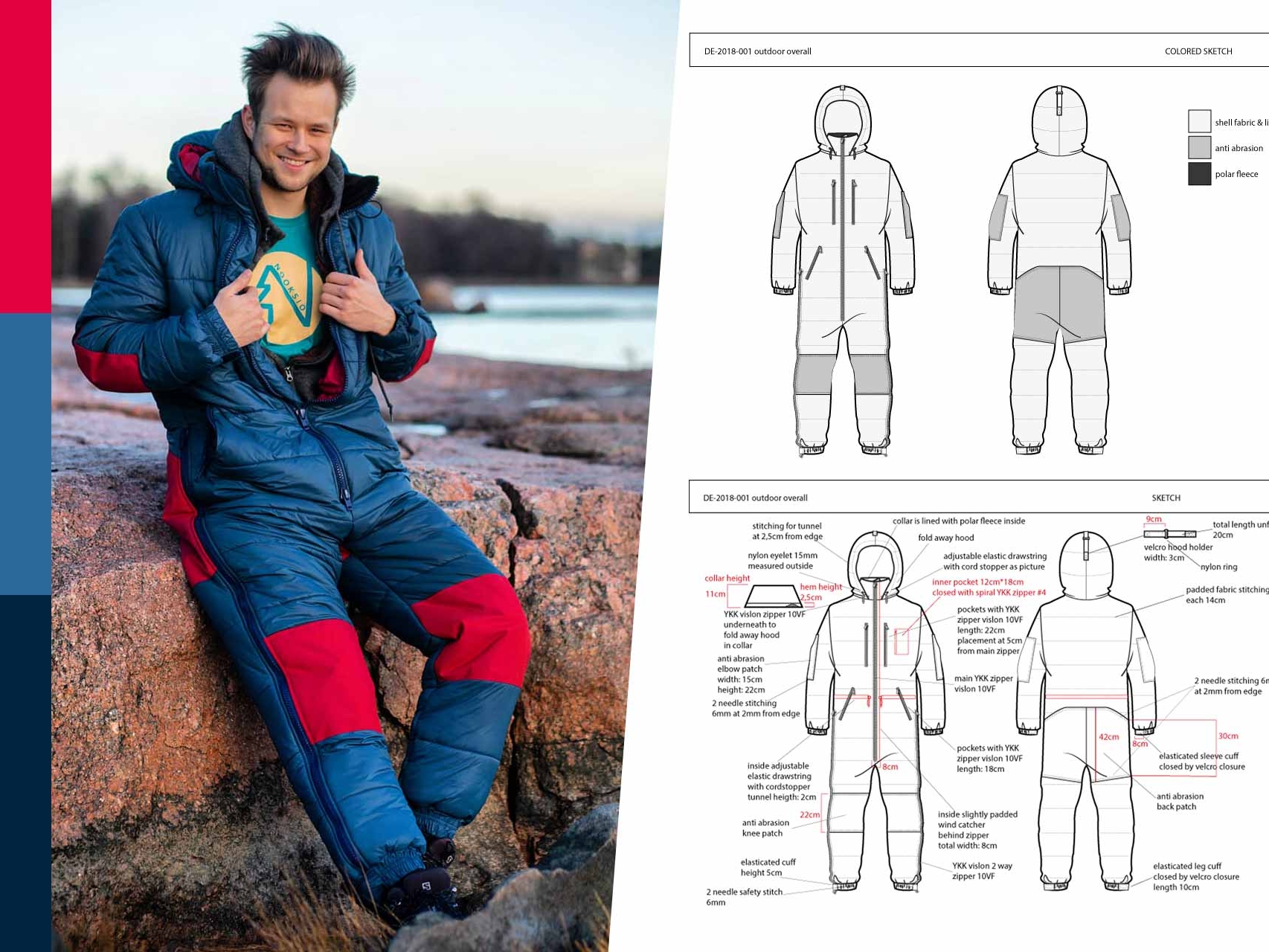 Fashion design agency TVH Design realized the design of a new Outdoor overall incl. fashion tech pack, size chart and production files for Nooksio Outdoor